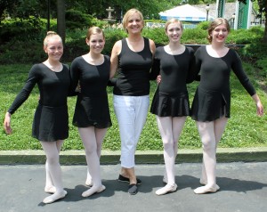 Winners of the High School Ballet Group Competition at the 2014 Worlds of Fun Festival of Dance (Erica Nossaman, Macy Nossaman, Megan Atkins and Tressa Vos, with Director/Instructor Marcia Taylor)